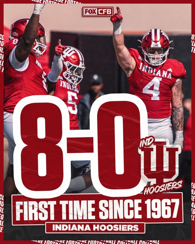 Indiana University Football 8-0 Ranked #7 Nationwide