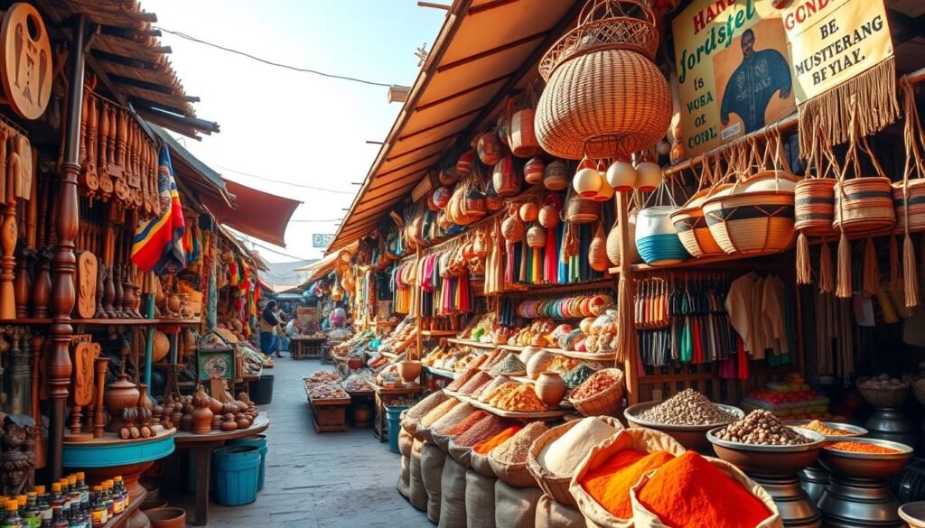 Zanzibar Shopping Scene With Handcrafted Items